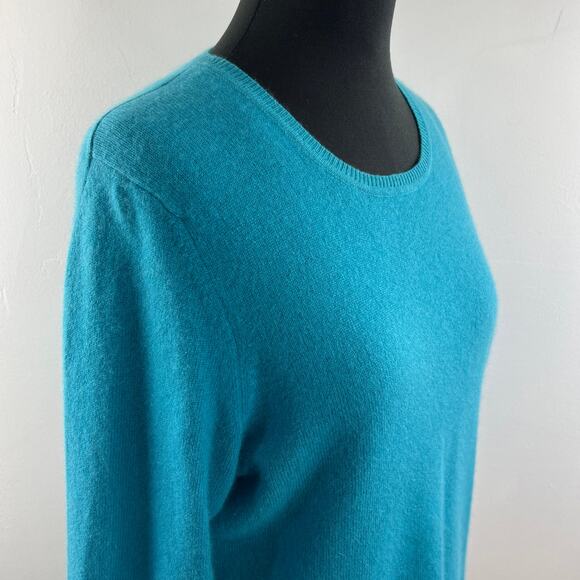 Lord & Taylor CASHMERE Long Sleeve Sweater Turquoise Blue Teal Round Neck Sz XL - Picture 5 of 9